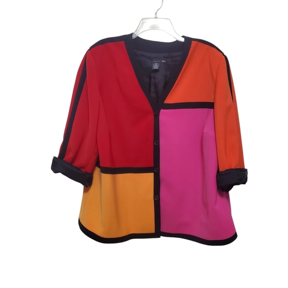 Vintage Sandra Oversized Colorblock Blazer Jacket Bold 20W - Picture 5 of 12
